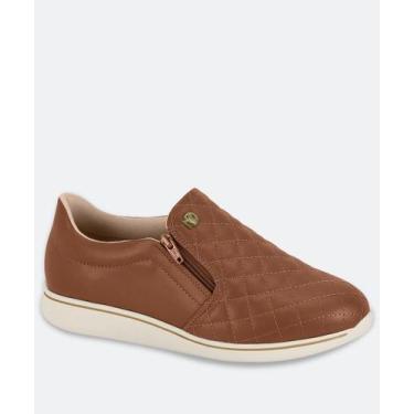 Imagem de Tênis Casual Feminino Matelassê Zíper Modare Marrom, Marrom, 35