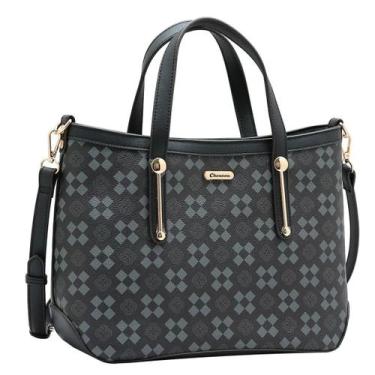 Imagem de Bolsa Chenson Feminina Satchel Monograma Mão e Ombro 3485294 Cor:Preto