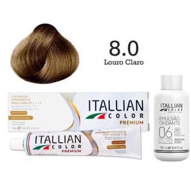 Imagem de Coloração 8.0 Louro Claro + Oxi 06 Volumes 90ml  Itallian Color - Ital
