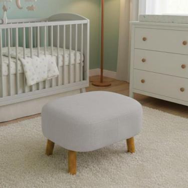 Imagem de Poltrona Amamentação Madeira e Puff Jhessy Linho D03 - D Rossi - DRoss