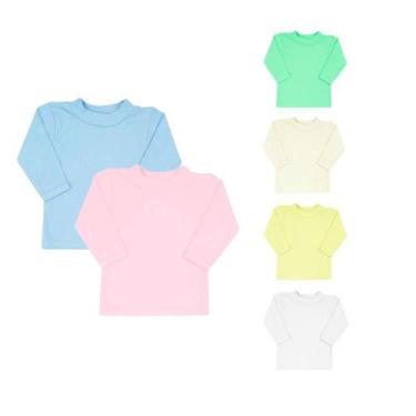 Imagem de Camiseta Bebê Manga Longa Lisa 100% Algodão Recém Nascido - Koala Baby