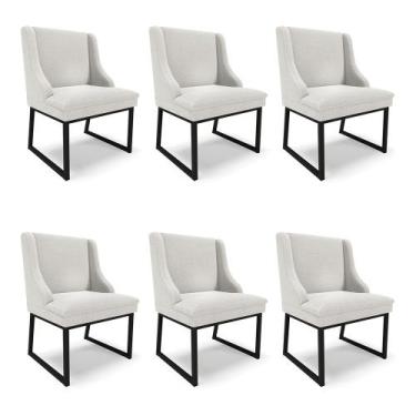 Imagem de Cadeira Sala de Jantar Industrial Preto kit 6 Liz Bouclê D03 - D'Rossi