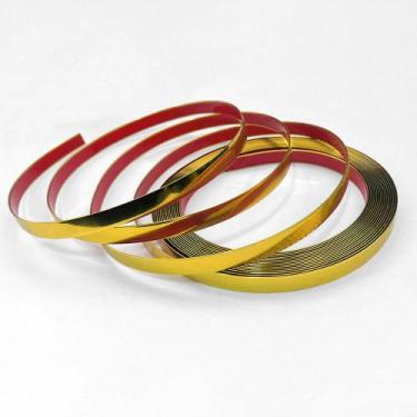 Imagem de Kit 3 Fita Metalizada Auto Colante Dourado PVC 15mm Decoração de Móvei