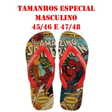 Imagem de Chinelo Havaianas Top Marvel Homem Aranha SpiderMan Bege Palha, 47/48