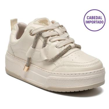 Imagem de Tênis Via Marte Feminino Plataforma Moda Confortável 304-003, Bege, 37