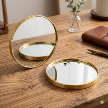 Imagem de Bandeja Decorativa de Vidro Espelhada Redonda Stil Decor Enfeite de Lu