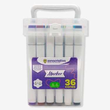Imagem de Kit de Canetas Dupla Zonacriativa Kit Canetas Ponta Dupla para Colorir com Estojo Plást...