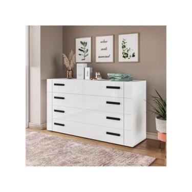 Imagem de Cômoda com 8 Gavetas Lisboa Branca Politorno, Branco