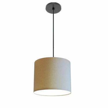 Imagem de Luminária Pendente Free Lux Md-4107 Cúpula em Tecido Algodão-crú 25X20CM Canopla Preta Vivare Brasil