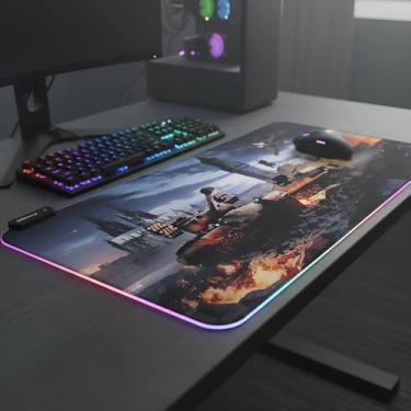 Imagem de Mouse Pad Gamer Led Rgb 80x30cm Micro Fibra Teclado Mouse - BRIMAX, Az