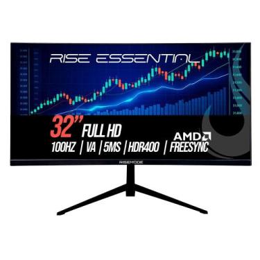 Imagem de Monitor Gamer Curvo Rise Mode Essential 32", Full HD, 100Hz, IPS, Free