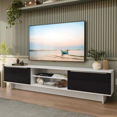 Imagem de Rack para TV até 80 Polegadas 218 cm 2 Portas Lux Madesa, Branco/Preto