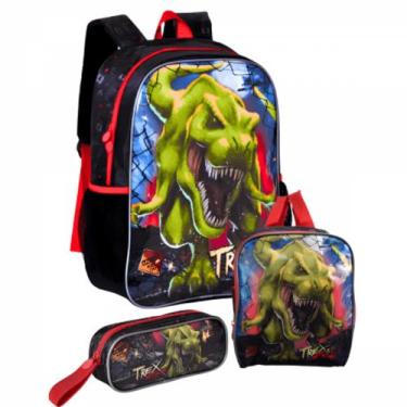 Imagem de Mochila Roda Kit Escolar Lancheira Estojo Dinossauro TX3507K - Clio St