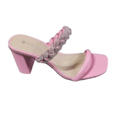 Imagem de Tamanco Festa Social Brilho Via Uno Feminino Salto Alto, 38, Rosa