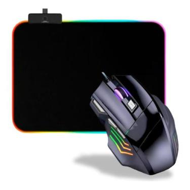 Imagem de Kit Mouse Gamer Para Jogo 3.200 Dpi Óptico Com Luzes Led Rgb - NoBrand