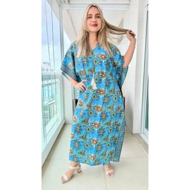 Imagem de Vestido Kaftan Indiano Longo Estampado Plus Size-cod. 22103 - Aleci Fa