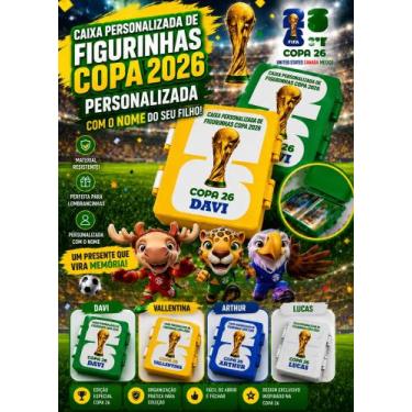 Imagem de Caixa Porta Figurinhas Copa do Mundo 2026 Personalizada em 3D - Imagin