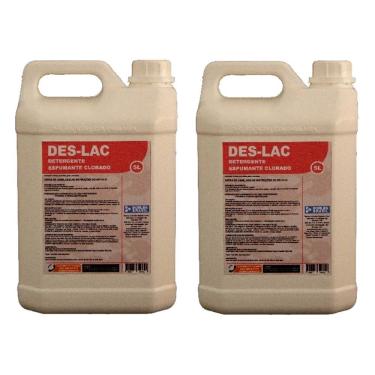 Imagem de Detergente Concentrado DES-LAC Espumante Clorado Desengordurante Alcalino Amarelo Borlen Brasil Kit 2 un 5L