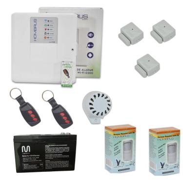 Imagem de Kit Alarme Central Wi-Fi D200 5 Sensores sem Fio com Bateria Bivolt Hombrus