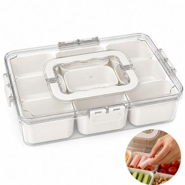 Imagem de Maleta Organizadora Hermética com 9 Divisórias Porta Alimentos em PP e PET com Alça para Geladeira e Piquenique