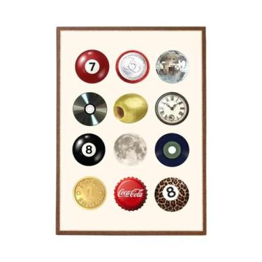 Imagem de Pôster De Arte De Parede Retrô Vintage Com Colagem De Disco, Dados, Ca