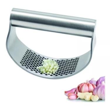 Imagem de Espremedor Amassador Triturador De Alho Manual Cozinha Inox - caerus