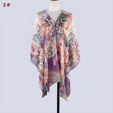 Imagem de Xale De Chiffon Estampado Feminino Para Verão Com Proteção UV, Fino, P