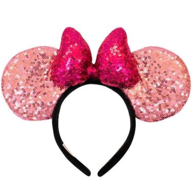 Imagem de Tiara Laço Roxo Orelhas Rosa Minnie Lantejoulas - Disney-Unissex