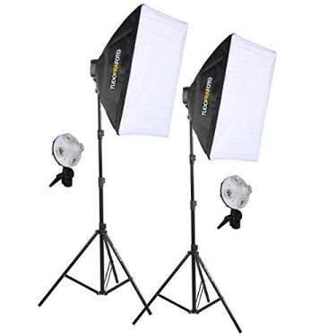 Imagem de Kit com 2 Softbox 50x70cm para 4 Lâmpadas Bivolt + 2 Tripés de Iluminação