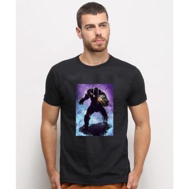 Imagem de Camiseta masculina Preta algodao Thanos Com Joias Do Infinito Marvel