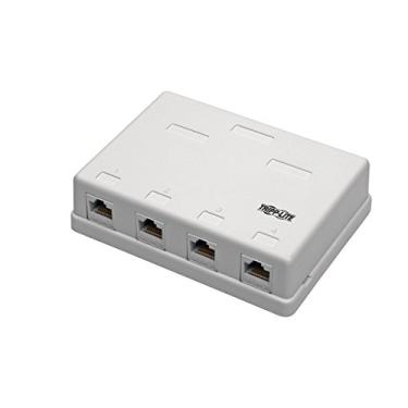 Imagem de Tripp Lite Caixa de montagem de superfície Cat6 com 4 portas pré-configurada não blindada 110 IDC Punchdown RJ45 Branco (N236-004-WH)