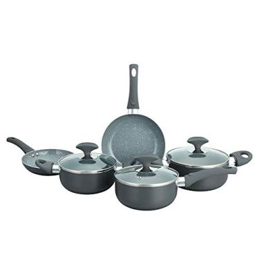 Imagem de Conjunto 5 Panelas Cerâmica Casa do Chef Tampa de Vidro Cinza