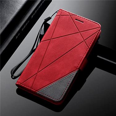 Imagem de Capa de telefone comercial flip de couro para Samsung Galaxy S7 Edge S8 S9 Plus S10E S20 FE S21 Note 8 9 10 20 Ultra Holder Wallet Cover, vermelho, para S21 Ultra