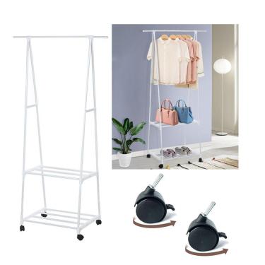 Imagem de Armario Arara De Roupa e Sapatos Organizador Movel Com Rodas Prateleiras Cabideiro Casa Closet Sapateira Studio Decoraçao Multifunçoes