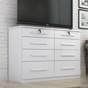 Imagem de Cômoda casal monza mdp 8 gavetas branco