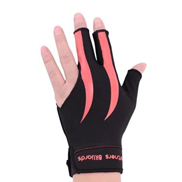 Imagem de simhoa 3 dedos ponte esquerda luva de bilhar elástica com almofada antiderrapante para homens mulheres jogador roupa de mão elástica secagem rápida, Rosa Preto