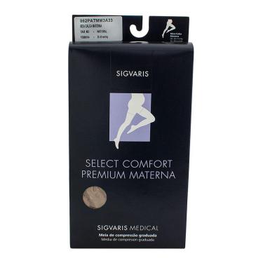 Imagem de Meia Calça Materna Sigvaris Select Comfort Premium 20-30 mmHg Ponteira Aberta M (Tamanho Médio) Longo (M3), Cor Bege