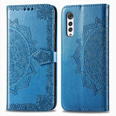 Imagem de YUNCHAO Caixa de telefone Para LG Velvet 5G Mandala Flower estojo de couro com relevo horizontal com suporte/slot de cartão/carteira/cordão capa para celular