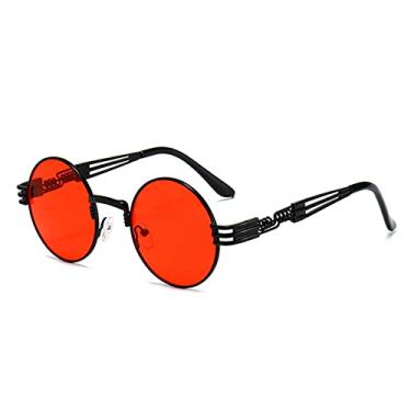 Imagem de Óculos de sol feminino moldura redonda uv400 tons vintage masculino óculos de sol ao ar livre proteção solar multicolorido, preto c3 vermelho, china