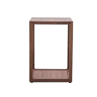 Imagem de Mesa de centro mesa lateral quadrada decoração de casa mesa de canto de madeira escritório sala de estar sofá lateral dupla camada pequena mesa de centro quarto mesa de cabeceira mesas de canto