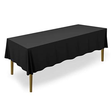 Imagem de Lann's Linens - Toalha de mesa premium de 152 cm x 259 cm para casamento/banquete/restaurante - Toalha de mesa retangular de tecido de poliéster - Preta