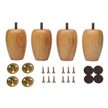 Imagem de Bikani Conjunto de 4 pernas de móveis de madeira para sofá de 10 cm, pés de substituição com acabamento de madeira sólida para restauração de móveis de mesa de canto e armário