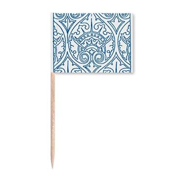 Imagem de Talavera Decorativa Ilustração Padrão Palito Bandeiras Marcador Topper Decoração de Festa