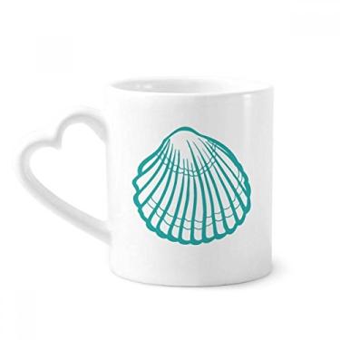 Imagem de Caneca de cerâmica com ilustração verde da vida marinha Scallop copo de coração de vidro