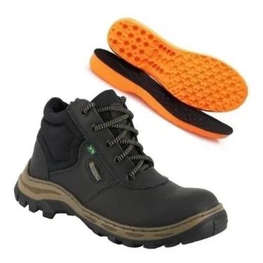 Imagem de BOTA DE SEGURANÇA ECOSAFETY PS195-AP BICO DE PVC COURO LATEGO PRETO C.A 17144 + PALMILHA ANATÔMICA Tamanho:43