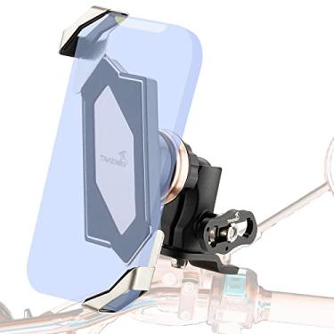 Imagem de TAKEWAY LA3-PH05-ANV Suporte de montagem de motocicleta antivibração, base fixa do espelho retrovisor, estável, ajustável, braço de soquete duplo, braçadeira de telefone para smartphone de 4,7 a 6,7 polegadas visão multi-ângulo