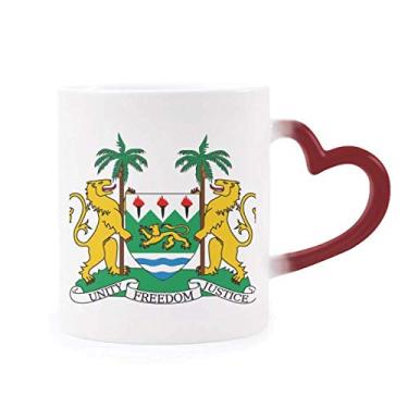 Imagem de Caneca de cerâmica sensível ao calor com emblema nacional da África da Serra Leoa