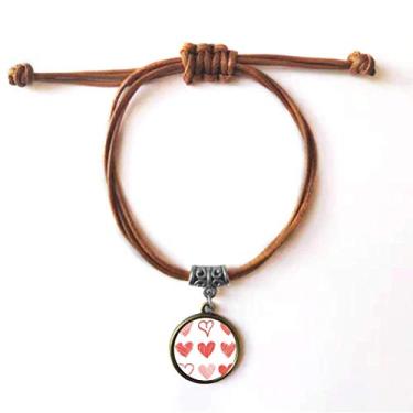 Imagem de DIYthinker Pulseira de couro para esboço de linhas de corações do dia dos namorados, pulseira marrom joia presente