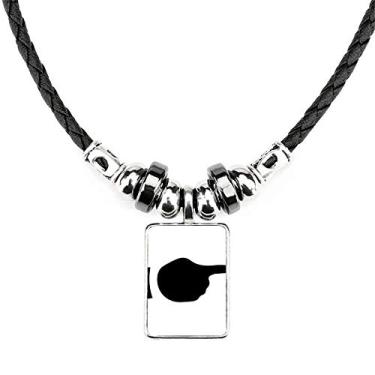 Imagem de DIYthinker Colar com padrão de contorno de gesto direito Joia Torque Pingente de corda de couro