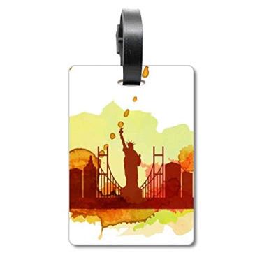 Imagem de USA America New York City Liberty bolsa de viagem em aquarela etiqueta cartão de bagagem pendurado Scutcheon etiqueta